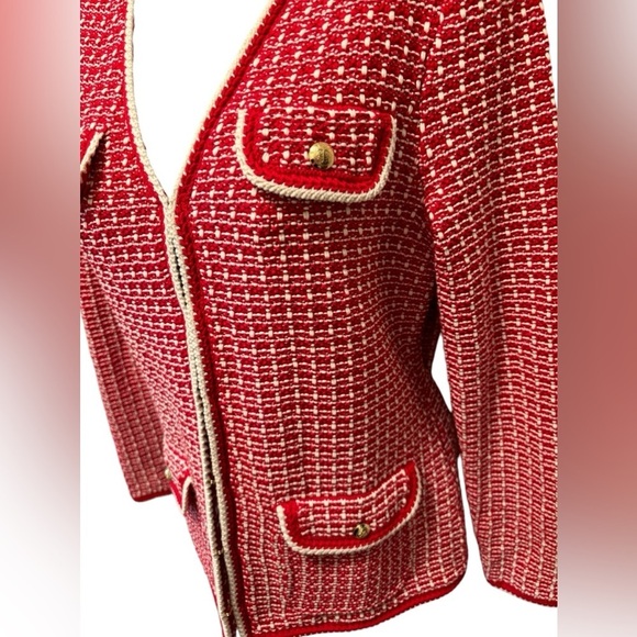 VTG Talbots Clueless Preppy Tipped Tweed Knit Cardigan Sweater Jacket Sz SP - Picture 6 of 9